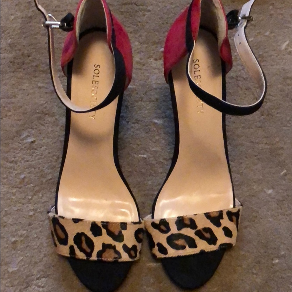 Sole Society leopard and red sandals